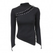 Top femme noir goth-rock  oeillets coupe asymtrique