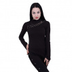 Top femme noir goth-rock  oeillets coupe asymtrique