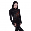 Top femme ouverture corsetée à rose noire incandescente