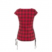 Top femme punk-rock Jawbreaker  tartan rouge et noir  cranes