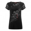 Top mancherons dentelle avec rose noire et serpent