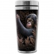 Travel mug thermos avec bébé singe et feuillage marron