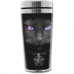 Travel mug thermos gothique à imprimé chat aux yeux violets