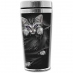 Travel mug thermos gothique à imprimé chat aux yeux violets