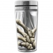 Travel mug thermos gothique traversé d'une main squelette (trompe l'oeil)