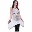 Tunique gothique blanche sans manche avec chat  collier celtique