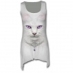 Tunique gothique blanche sans manche avec chat  collier celtique