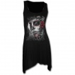 Tunique gothique noire sans manche avec femme masquée et roses