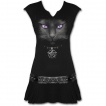 Tunique gothique noire sans manches avec chat noir à pentagramme