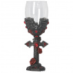 Verre  pied  chauves-souris vampires et roses rouges (20cm)