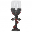 Verre à pied à chauves-souris vampires et roses rouges (20cm)