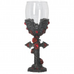 Verre à pied à chauves-souris vampires et roses rouges (20cm)