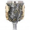 Verre à pied / Coupe steampunk à crane et rouages