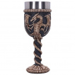 Verre  pied  squelette de dragon volant enroul (19cm)