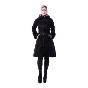 Achat Manteau capuche femme rouge à rubans noir ELENA Achat Manteau capuche femme rouge à rubans noir ELENA