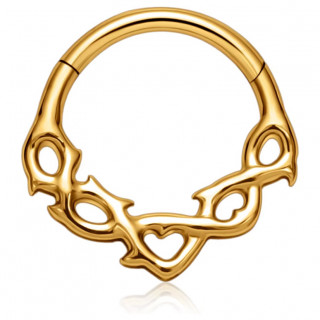 Anneau charnire Titane dor  flammes tribales