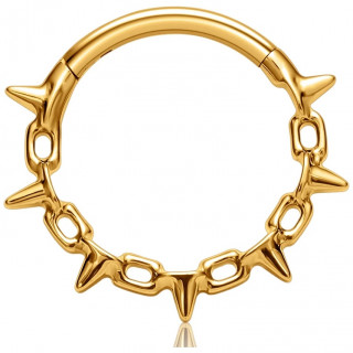 Anneau charnire Titane dor  maillons de chaine et piquants