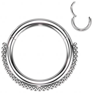 Anneau clicker acier haute précision à arc de perles fines (septum, hélix, lobe...)