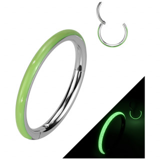 Anneau de piercing  ligne phosphorescente Verte (hlix, lvre...)