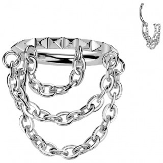 Anneau Hlix / conch en Titane  reliefs pyramides et chaines