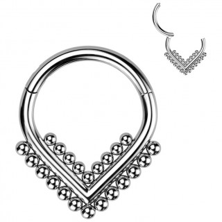 Anneau segment en Titane  chevrons de perles (septum, hlix, lobe...)