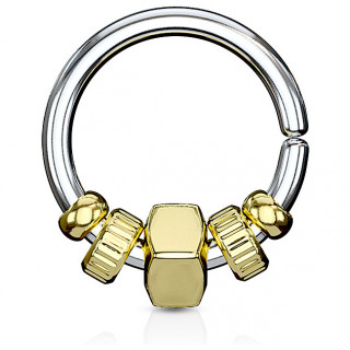 Anneau (tordable)  perles style mcanique - Dor