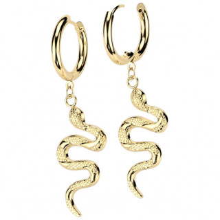 Anneaux d'oreilles  serpent en acier dor (paire)