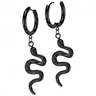 Anneaux d'oreilles à serpent en acier noir (paire)