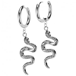 Anneaux d'oreilles  serpent en acier (paire)