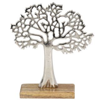 Arbre de vie ornemental en mtal  plateau bois (28cm)