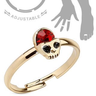 Bague d'orteil ajustable en laiton avec tte de mort sertie