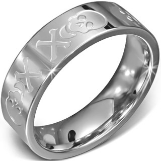 Bague femme acier  ttes de mort pirate