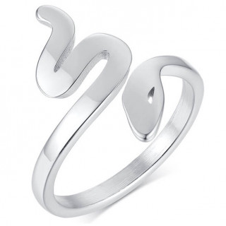 Bague femme en acier en forme de serpent ondulant