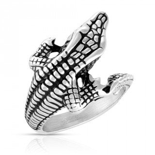 Bague homme acier  alligator