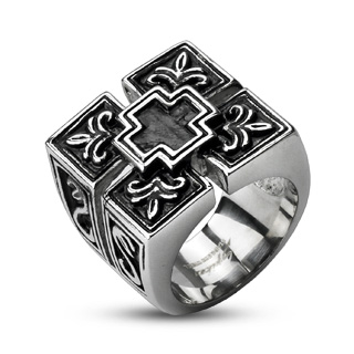 Bague homme acier chevaliÃ¨re dÃ©moniaque