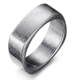 Bague homme acier carre aspect pierre tombale