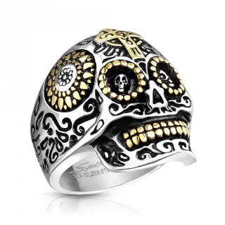 Bague homme acier crane jour des morts