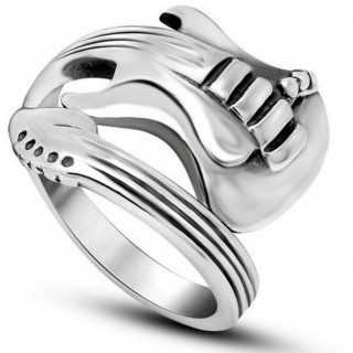 Bague homme acier en forme de guitare lectrique