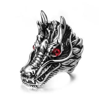 Bague homme acier  tte de dragon oriental