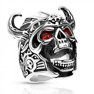 Bague homme acier Tte de mort guerrier Viking