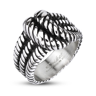 Bague homme acier triple cordage