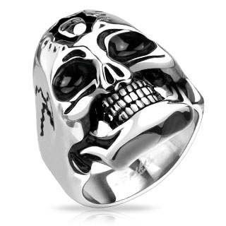 Bague homme en acier  crane Frankenstein