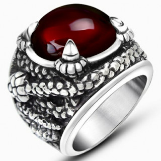 Bague homme en acier  orbe rouge et griffes