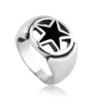 Bague homme en acier avec toile noire style rock