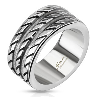 Bague homme en acier avec triple cordage