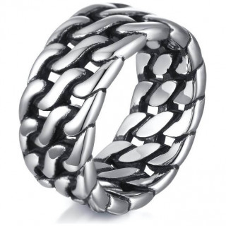 Bague homme en acier style chaine ancienne