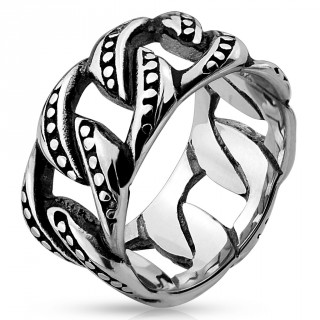 Bague homme en acier style chaine pointille