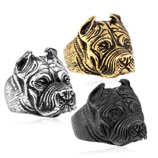 Bague homme / femme punk rock en acier  tte de chien