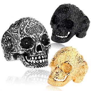 Bague homme / femme tte de mort en acier Sugar-Skull