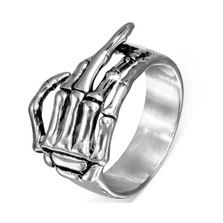 Bague homme gothique acier  main squelette